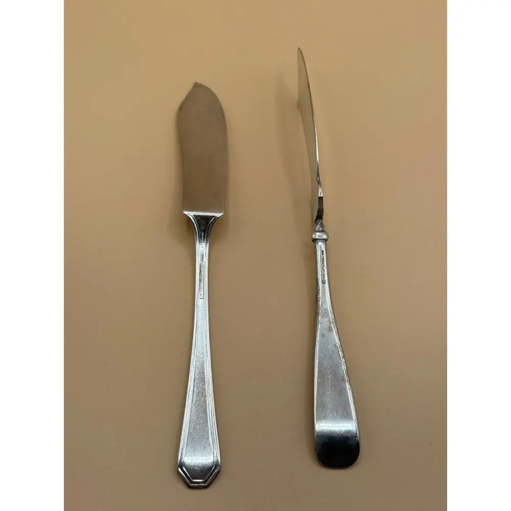 ✨Pair of Antique Silver Plated Butter Knives 1847 Rogers & Wm Rogers AA